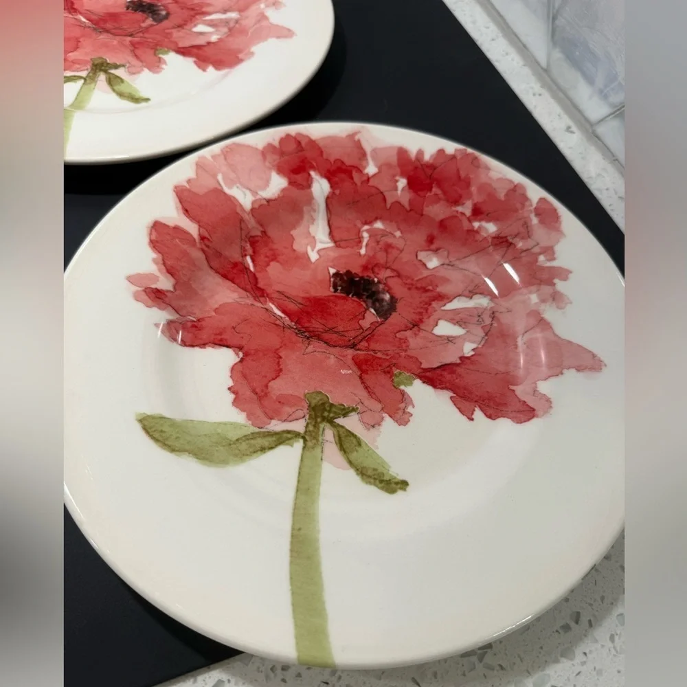 Royal Stanford Red Poppy Set Of 4 Dessert / Salad Plates England Vibrant